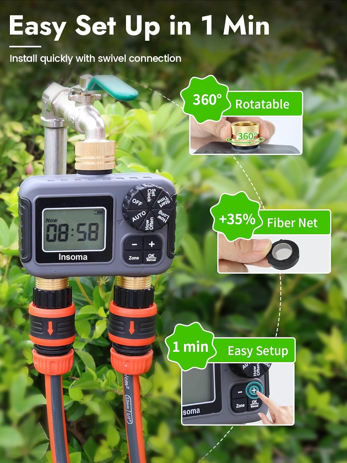 Sistema de riego inteligente d - Timer Dual Outlet reseña y precio